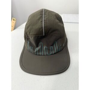 Lululemon Sport Olive Green Light Blue Logo Adjustable Drawcord Cap Hat S/M NWOT
